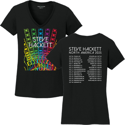 Ladies Rainbow Fretboard V-Neck T-Shirt with Tour Dates