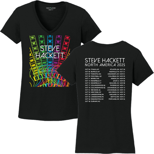 Ladies Rainbow Fretboard V-Neck T-Shirt with Tour Dates