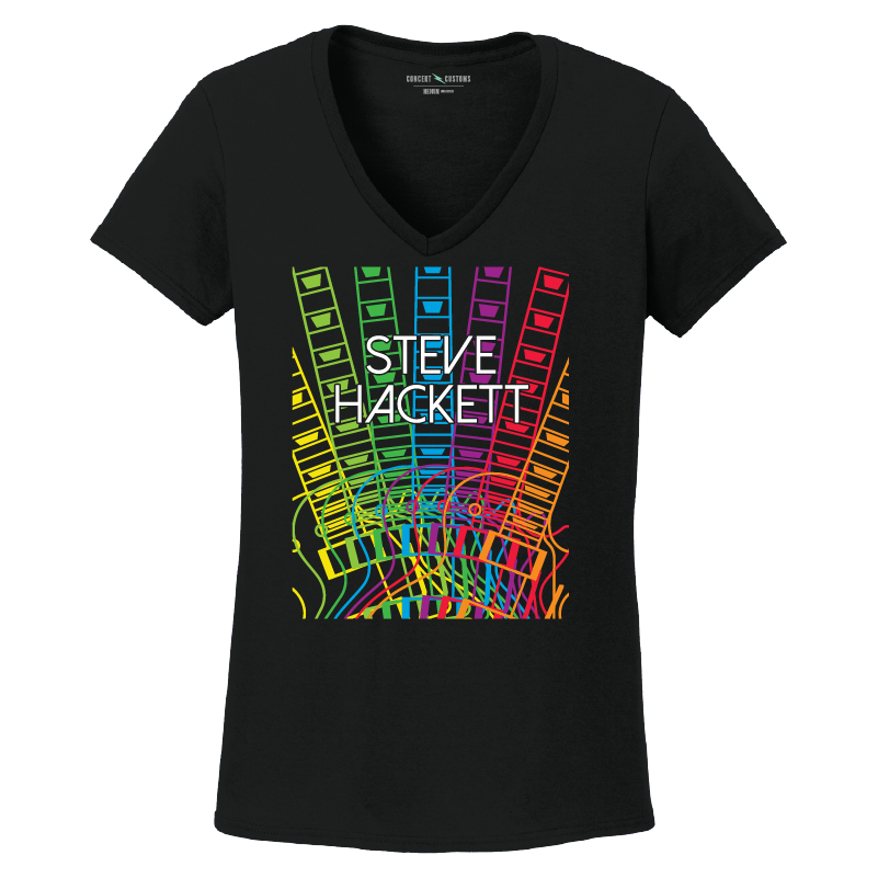 Ladies Rainbow Fretboard V-Neck T-Shirt with Tour Dates